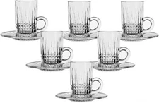 12 PC Set Crystal Hand Made Coffee Tea Cups Persian Iranian Turkish Arabic