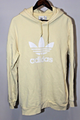 Mens L Heavier weight Adidas Pullover Hoodie Sweatshirt Pale Yellow Trefoil Logo