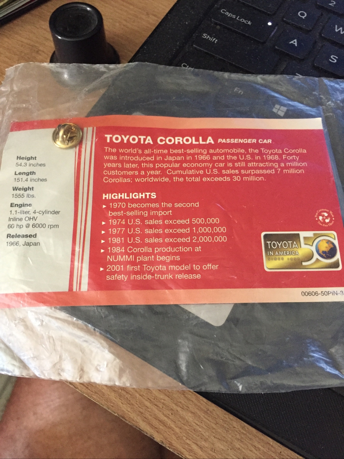 NEWOLD 1968 TOYOTA COROLLA CAR DEALERSHIP LAPEL PIN IN PKG eBay