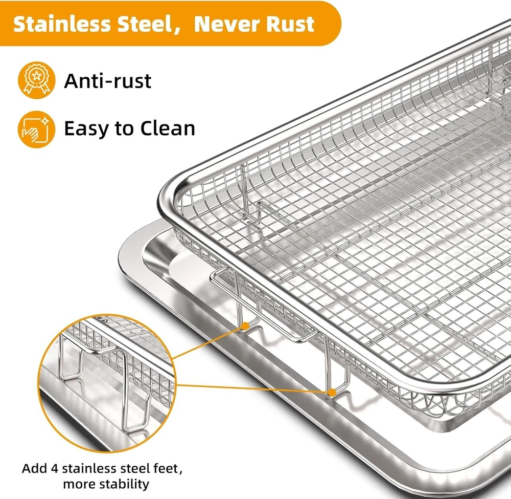 Air Fryer Basket and Crisper Tray Set for Healthier Low-Oil Cooking Air Fryer Basket and Crisper Tray Set for Healthier Low-Oil Cooking