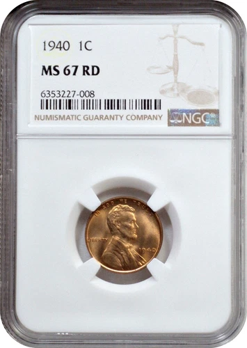 1940 Lincoln Cent 1C Penny Gem Brilliant Uncirculated NGC MS67 RD Red