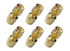 6pcs. SMA Male Plug to Male Plug Adapter Coupler, Gold Plated 6X