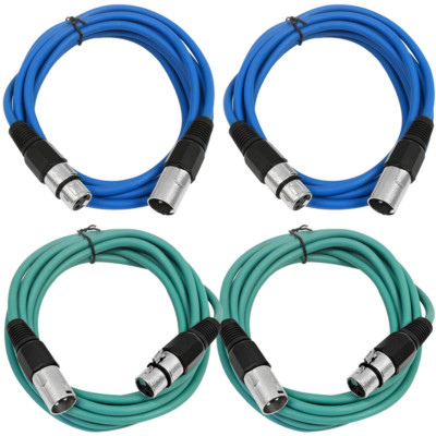 4 Pack of XLR Patch Cables 10 Feet Extension Cords Jumper 3 Pin  Various Colors
