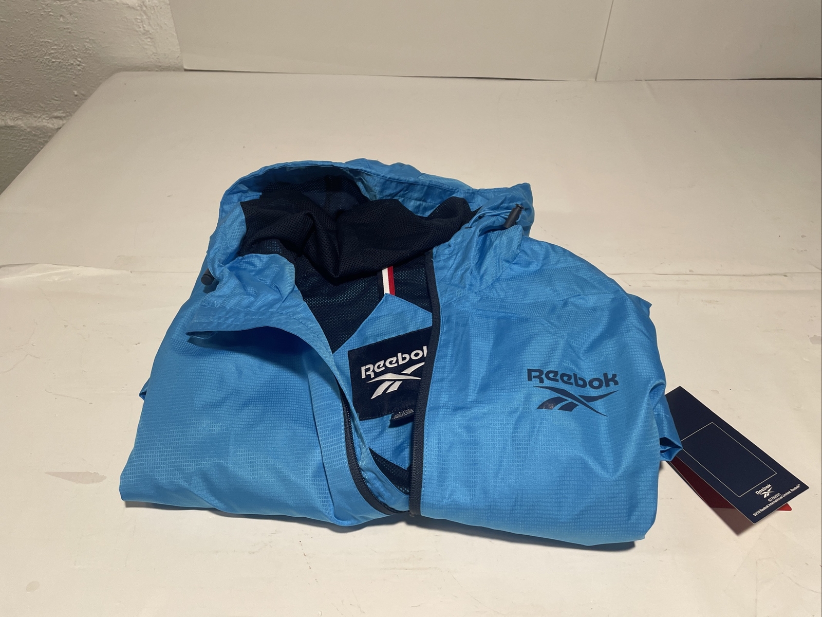 Reebok Jacket Windbreaker Men's Blue Outerwear Full Zip Hooded Golf New Large thumbnail 15