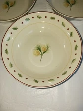 New MB Merry Brite Vegetable Soup Bowls Pinecones w/ Holly Rim 6 AVAILABLE 