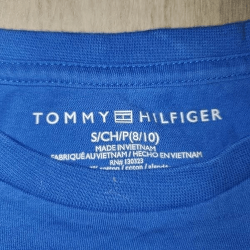 Tommy Hilfiger Boy's Blue Short Sleeve Big Logo Embroidered T-Shirt Size - Picture 3 of 3