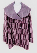 Chi Falchi Womens Jacket Coat Purple Tie Shawl Collar Small M Faux Leather Fur