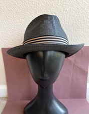 Vintage Stetson Hat Dark Grey/Charcoal Straw Fedora w/Ribbon 6 1/2 European