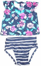baby Gap NWT Girls 6 12 18 24 Mo Rash Guard Swimsuit UPF 40 - Floral Stripes