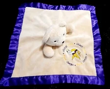 Minnesota Vikings Teddy Bear Plush Baby Security Blanket Lovey Satin Trim Back