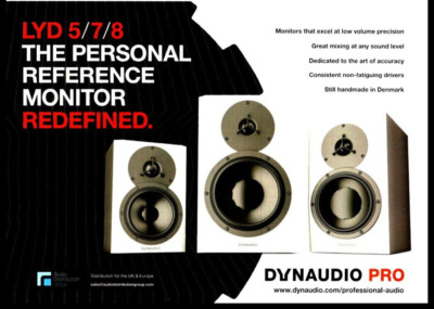 SOUND-ON-SOUND MAGAZIN WERBUNG 6X12'' DYNAUDIO PRO LYD 5/7/8 REFERENZMONITOR