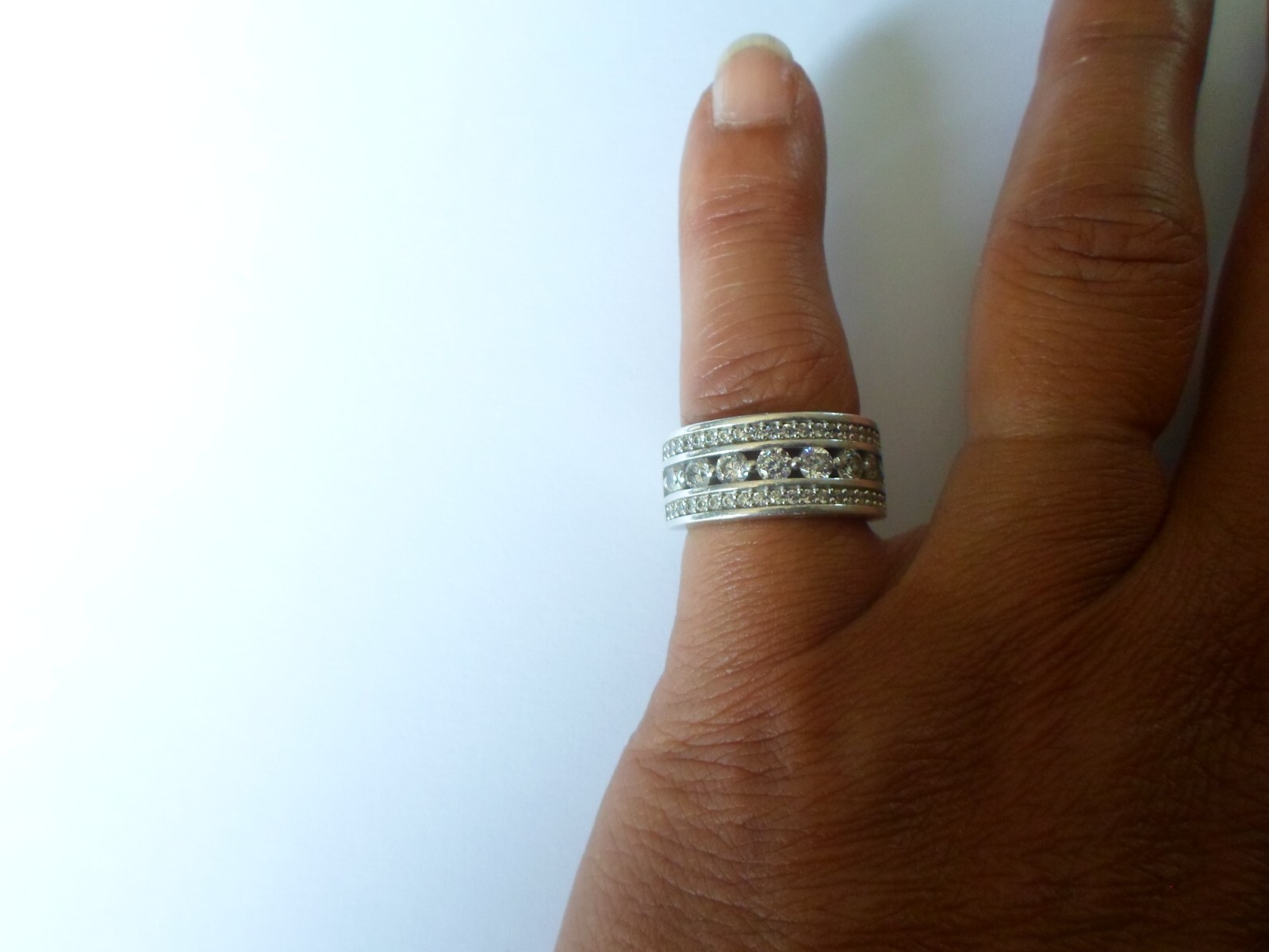 solid silver ring, openwork, zirconium paved, siz… - image 6