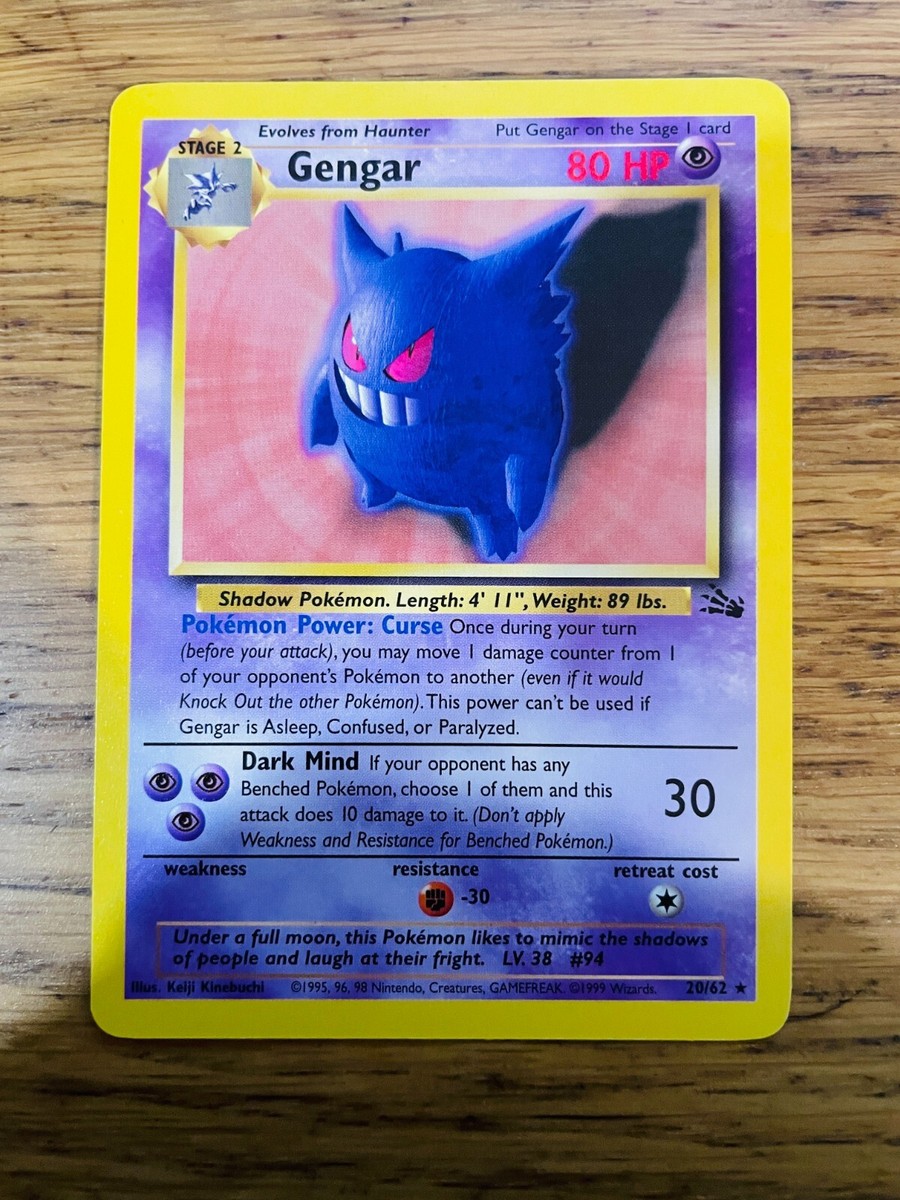 Gengar (20/62) Non Holo Fossil Set Rare Pokemon Card! FAST & FREE