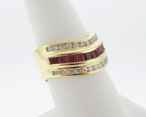 Large Genuine 2.00cttw Diamond Ruby Solid 18k Yel… - image 2