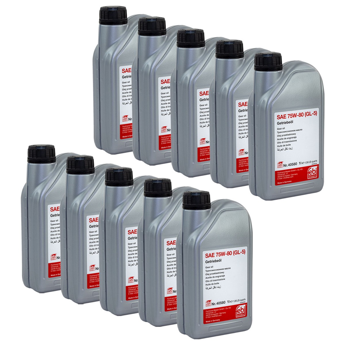 Getriebeöl Getriebe Öl SAE 75W-80 Febi 40580 10 X 1 Liter Oel