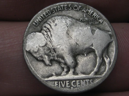 1915 D Buffalo Nickel 5 Cent Piece- Denver, Good/VG Reverse Details