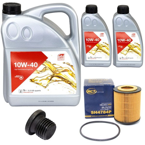 MotoröL Set Febi SAE 10W-40 7 Liter + ÖLfilter + Schraube FüR Audi A6 Avant 3.2-image