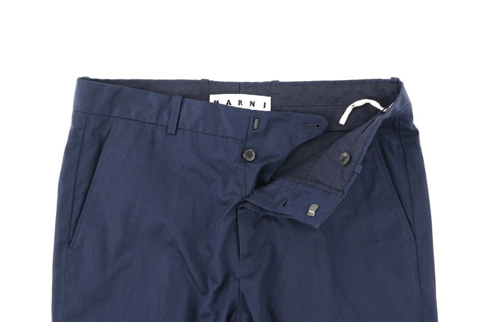 Pantalones chinos informales de tiro medio Marni para hombre 141900 de algodón liso azul marino talla 46 Foto 3 de 3
