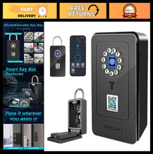 Smart Lock Box - Bluetooth Fingerprint Key Safe, App Control, Waterproof, Wall M