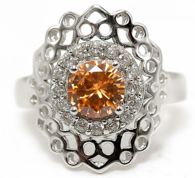 2CT  Padparadscha 925 Sterling Silver Ring Jewelry Sz 6 NF1-1