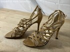 Stuart Weitzman Tan Patent Leather Strappy Sandal Heels Size 7 — photo 3