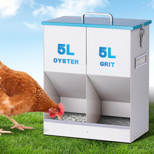10L Chicken Grit and Oyster Shell Feeder Combo with Lid Hanging Duck Feeder Auto