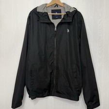 U.S. Polo Assn. Men's Black Windbreaker Jacket Size Large Logo Lightweight