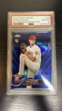 2018 TOPPS CHROME SHOHEI OHTANI ROOKIE BLUE REFRACTOR RC #/150 PSA 10