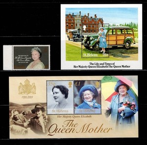 St. Helena, Queen Mother Lot, 1 Stamp & 2 Souvenir Sheets, MNH