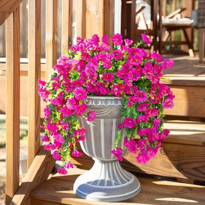 2pcs Artificial Hanging Flowers   Outdoor Faux Petunia Vines for Porch, Balcony