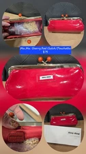New w/ Box Miu Miu  GWP Red Patent Leather Kisslock Clutch Bag w/ Gold Chain