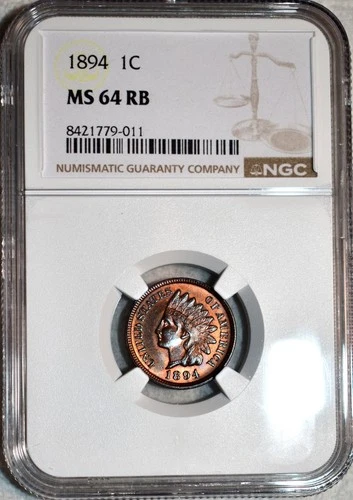 NGC MS-64 RB 1894 Indian Head Cent, Richly Hued Obverse & 85% Red Reverse!