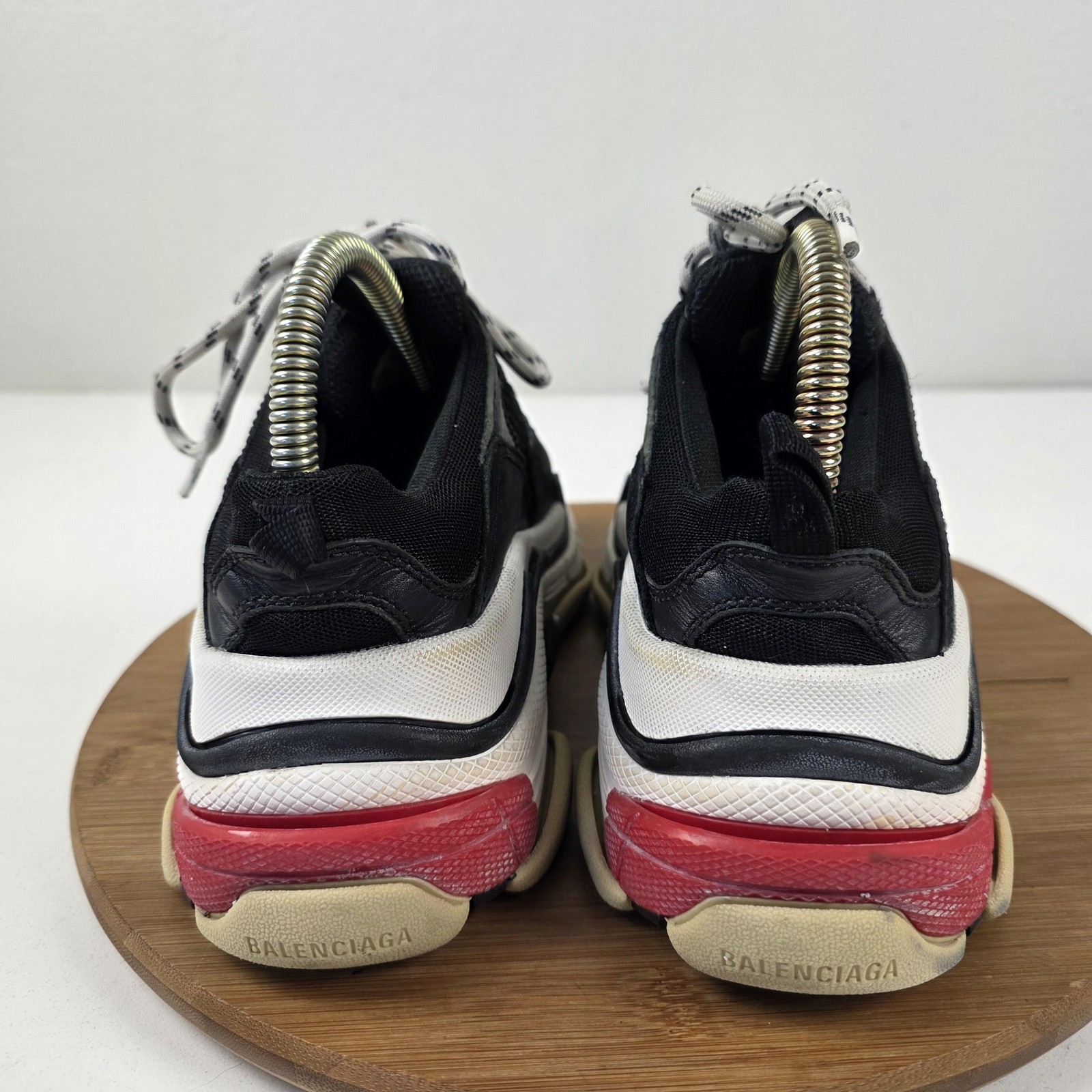 Balenciaga Triple S Shoes Womens Size 6 Black Leather Chunky Sneakers 524037 thumbnail 7