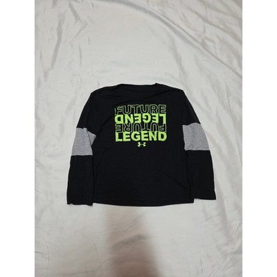 Under Armour Boys' Black Long Sleeve Tee with Neon Green 'Future Legend' Graphic