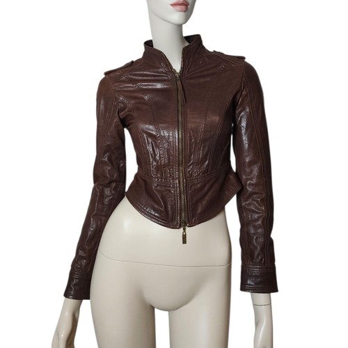 Vintage Y2k Rare Roberto Cavalli Leather Jacket XS Double Zip
