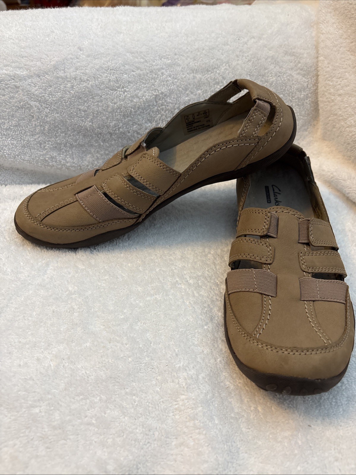 Women’s Clarks Haley Stork Slip-on Shoes with Elastic Brown Tan, 11 M