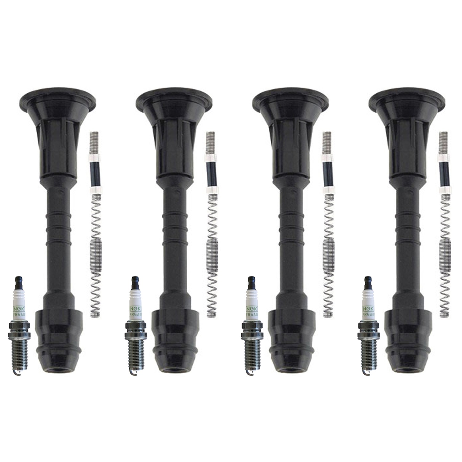 NGK 4 G-Power Platinum Spark Plugs  Denso Coil Boots Kit for Sentra 1.8L L4 MFI