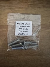 M8 X 40 Countersink Bolt. 10.9 Grade. Zinc Plated. Pack Of 5