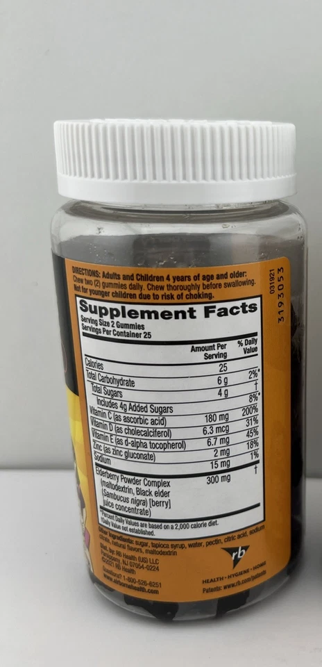 Gomas de sabugueiro KIDS no ar + zinco e Vit C & D SUPORTE IMUNOLÓGICO, contagem de 50 - Imagem 2 de 3