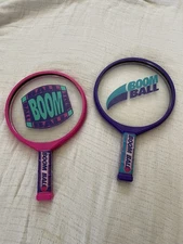 Cadaco Boom Ball Paddle Set Vintage 1991 Drum Sound Retro Pink Purple Toy
