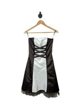 Jessica McClintock Gunne Sax Strapless Satin Corset Dress Brown Size 3/4