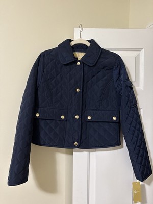 Michael Kors Women's Blue Quilted Button Front Jacket Size S 