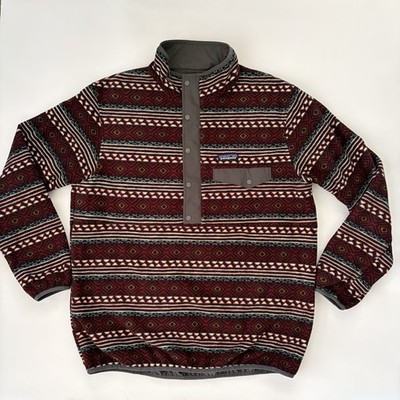 Patagonia Men's Reversible Glissade Snap-T Pullover Solid Gray & Maroon Print