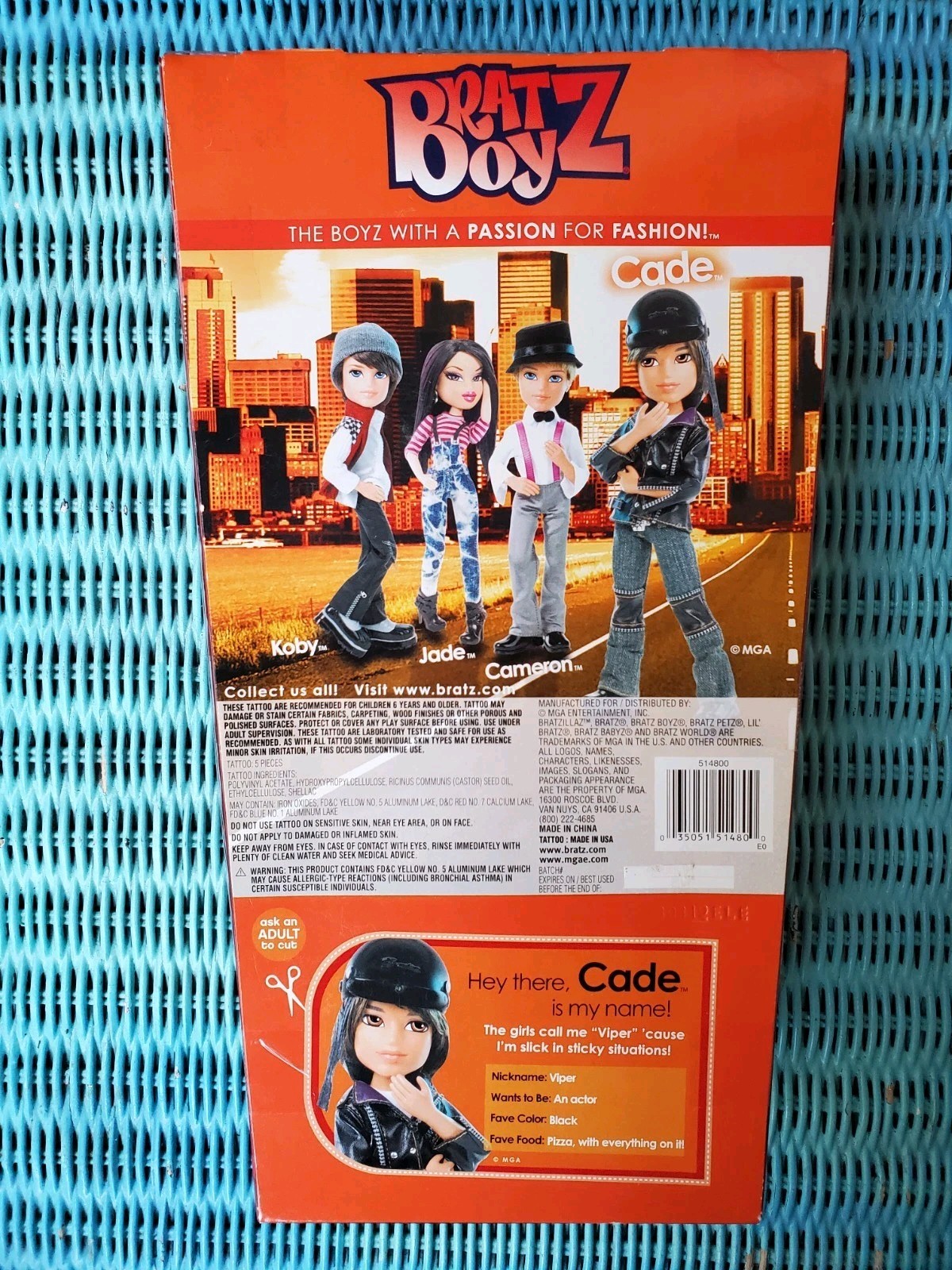 Bratz Boyz CADE Doll With Tattoos in Biker Outfit MGA *NEW* *NICE*