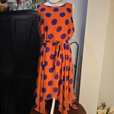 Est. 1946 Orange Blue Polka Dots Fairy/Handkerchief Hem zip back  size XL 37B