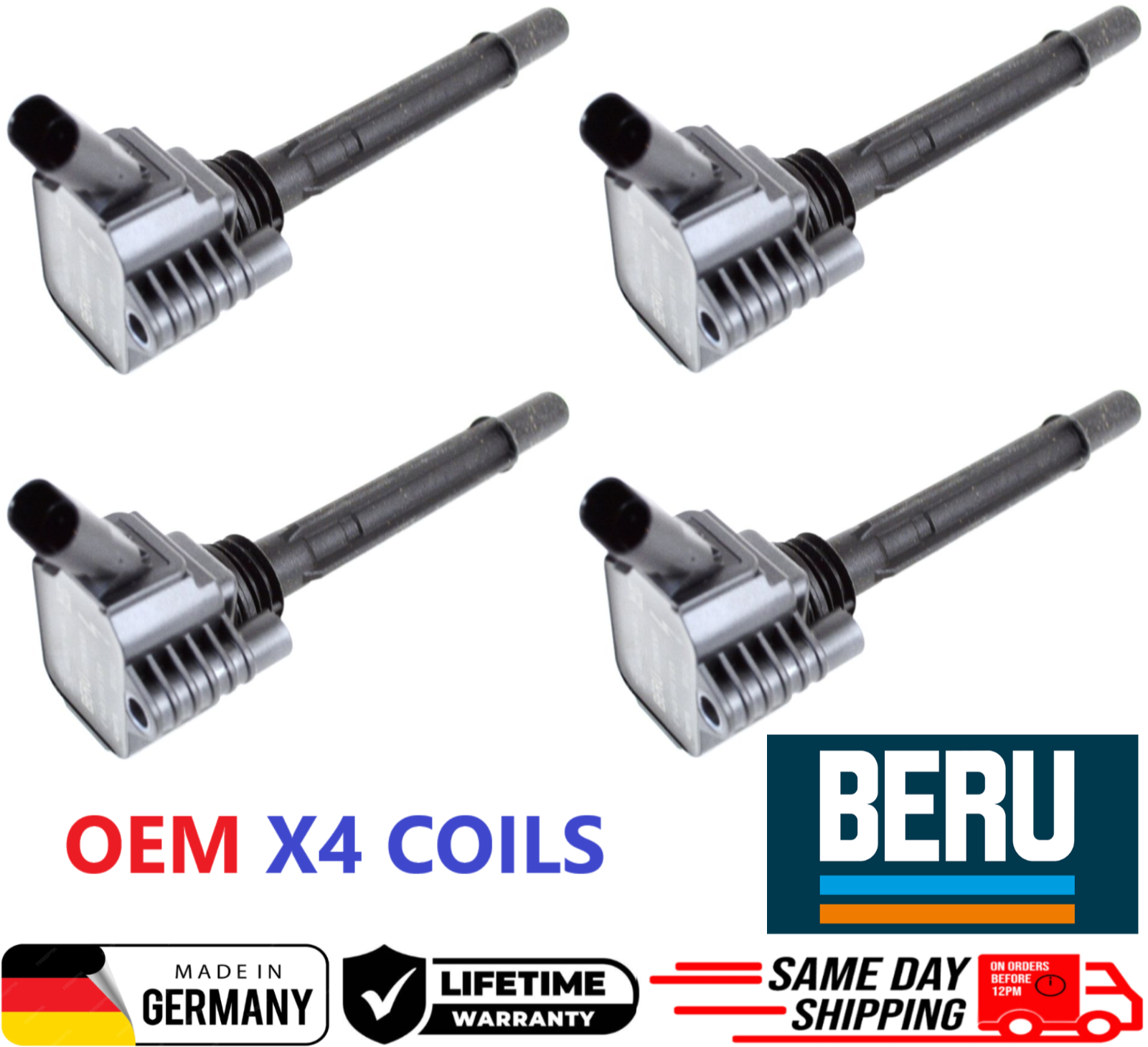 4 Ignition Coils For 2014-2020 Fiat & Jeep Renegade 1.4L, 68081914AC OEM SET