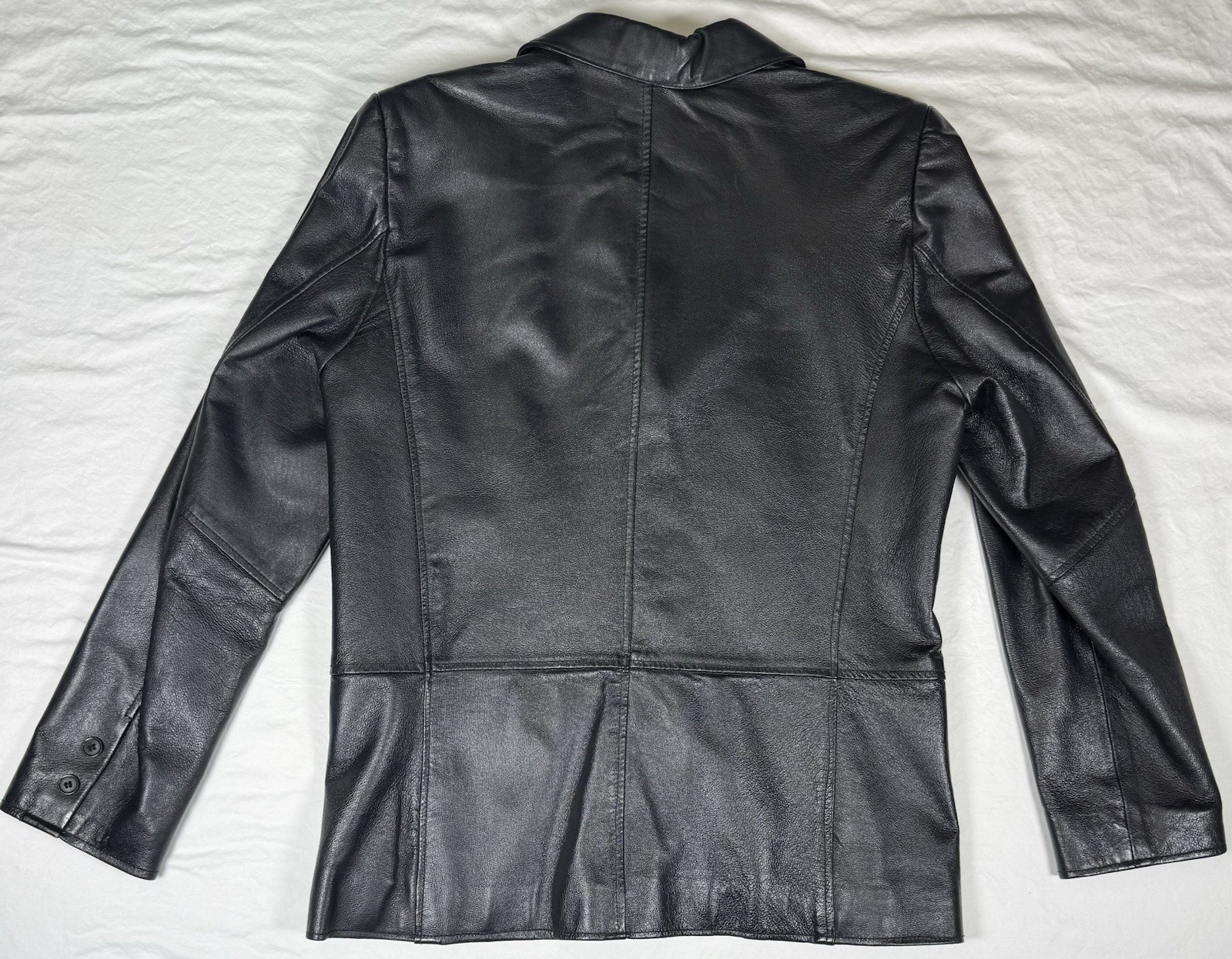 Leather Jacket. Black. Button Front. Pockets. Cli… - image 2