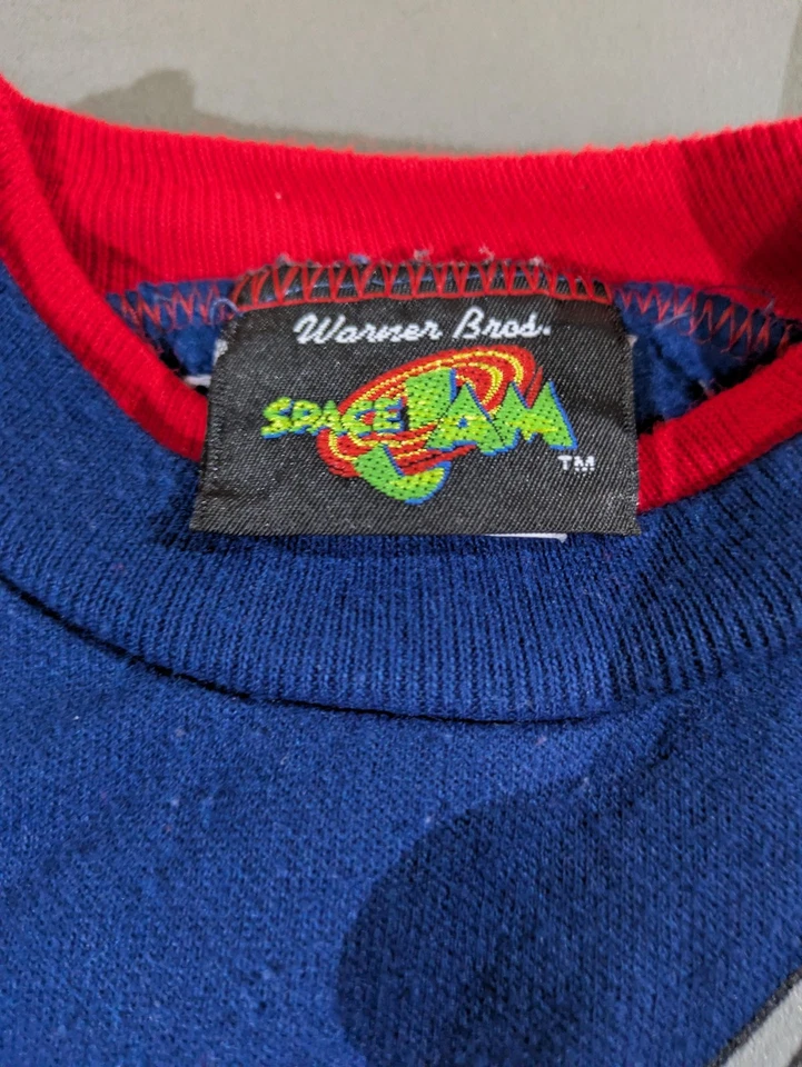 Vintage Space Jam Shirt Youth XL Blue Basketball Bugs Bunny Taz Looney Tunes 90s - Image 3 of 4