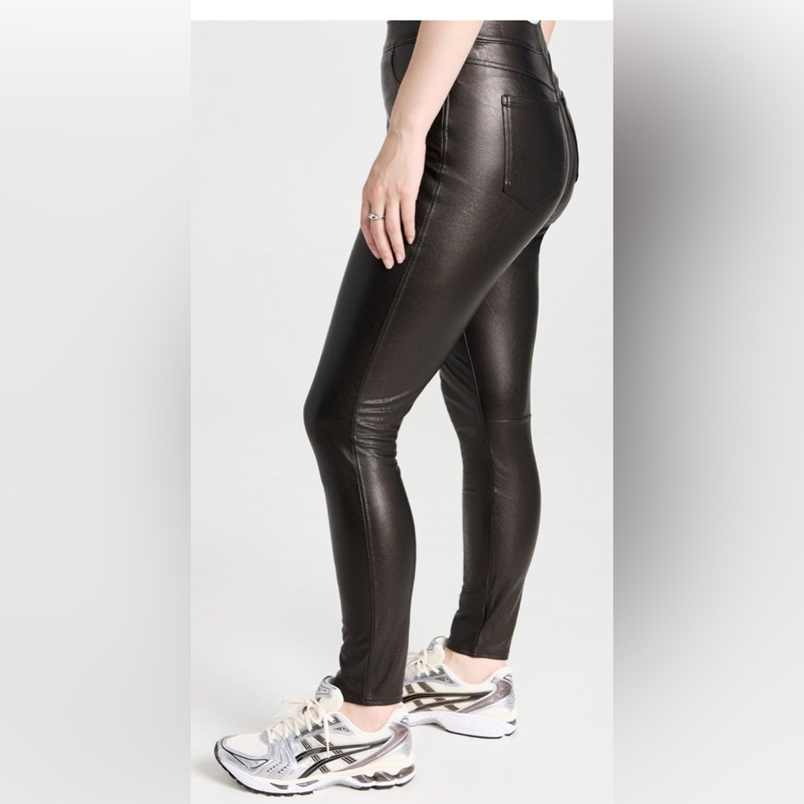 Spanx Leather-Like Ankle Skinny Pants Shaping Stretchy In Luxe