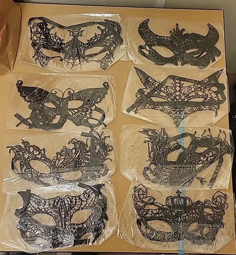 8 Black Lace Animal Masquerade Masks With Black Tie Ribbon - Picture 1 of 9